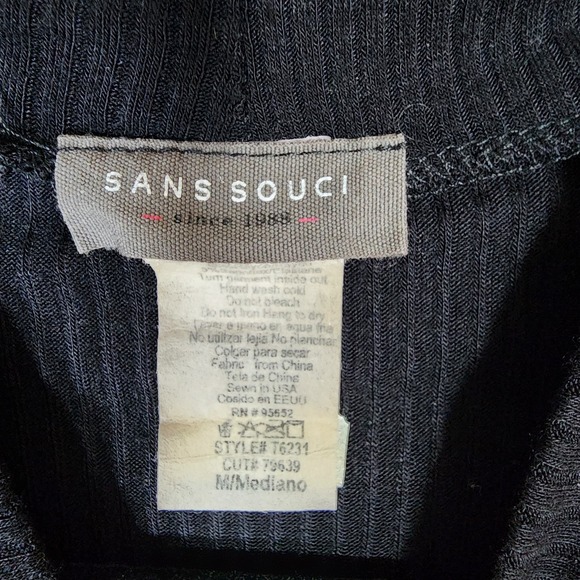 Sans Souci Black Knit Sweater Puff Sleeve Whimsigoth Boho Office Womens M - Picture 6 of 6